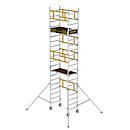Echafaudage roulant Munk FlexxTower, tube rond en aluminium, montage sans outils, stabilisateurs triangulaires pliables, certifié GS, classe de charge 3, H 4,10 m