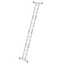 Échelle multi-usages Munk, échelle double/allongée, avec traverse, montants en tube rectangulaire, échelons carrés, 6 charnières en acier, largeur 350 mm, charge maximale 150 kg, traverses nivell®, 4x4nombre de barreaux