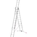 Echelle polyvalente Hailo S120 Pro, 3 éléments, 3 x 12 barreaux, système de barreaux pivotants, compensation au sol, jusqu'à 150 kg, aluminium et plastique, argent