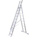Echelle polyvalente SZ métal, 3 éléments, avec 3 x 10 barreaux, jusqu'à 150 kg, EN 131, traverse, sécurité anti-écartement, aluminium