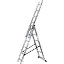 Echelle polyvalente SZ métal, 3 éléments, avec 3 x 6 barreaux, jusqu'à 150 kg, EN 131, traverse, sécurité anti-écartement, aluminium