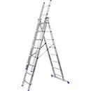 Echelle polyvalente SZ métal, 3 éléments, avec 3 x 8 barreaux, jusqu'à 150 kg, EN 131, traverse, sécurité anti-écartement, aluminium