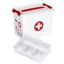Eerstehulpkoffer Sunware Q-line, incl. inzetstuk met vakverdeling, 9 l, B 300 x D 220 x H 200 mm, wit/rood