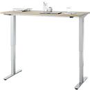 EHV Schreibtisch, elektrisch höhenverstellbar, bis 100 kg, 605–1265 mm, T-Fuß ohne Traverse, Up/Down-Panel, B 1300 x T 650, Eiche/silber