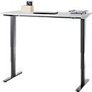 EHV Schreibtisch, elektrisch höhenverstellbar, bis 100 kg, 605–1265 mm, T-Fuß ohne Traverse, Up/Down-Panel, B 1300 x T 650, lichtgrau/schwarz