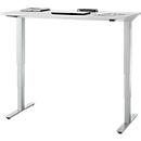 EHV Schreibtisch, elektrisch höhenverstellbar, bis 100 kg, 605–1265 mm, T-Fuß ohne Traverse, Up/Down-Panel, B 1300 x T 650, lichtgrau/silber