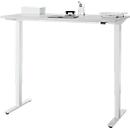 EHV Schreibtisch, elektrisch höhenverstellbar, bis 100 kg, 605–1265 mm, T-Fuß ohne Traverse, Up/Down-Panel, B 1300 x T 650, lichtgrau/weiß