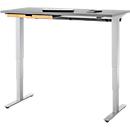 EHV Schreibtisch mit Bambus-Zubehörschublade & Kabelkanal aus Recyclingfilz, elektrisch höhenverstellbar, B 1300 x T 650 mm, graphit/silber