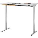 EHV Schreibtisch mit Bambus-Zubehörschublade & Kabelkanal aus Recyclingfilz, elektrisch höhenverstellbar, B 1300 x T 650 mm, lichtgrau/silber