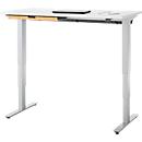 EHV Schreibtisch mit Bambus-Zubehörschublade & Kabelkanal aus Recyclingfilz, elektrisch höhenverstellbar, B 1300 x T 650 mm, weiß/silber