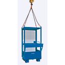 Eichinger-Industrie Arbeitsbühne für Gabelstapler und den Kranbetrieb, für 2 Personen, Seitentür/Werkzeugablage/Kranösen, Stahl, enzianblau RAL 5010