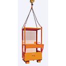 Eichinger-Industrie Arbeitsbühne für Gabelstapler und den Kranbetrieb, für 2 Personen, Seitentür/Werkzeugablage/Kranösen, Stahl, reinorange RAL 2004