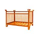Eichinger-Industrie Gitterbox-Stapelpalette, bis 2000 kg, 4 Seitenwände, Kranösen, B 1500 x T 1000 x H 750 mm, Stahl, reinorange RAL 2004