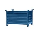 Eichinger-Industrie Vollwand-Stapelpalette, bis 2000 kg, 3 Seitenwände, Kranösen, B 1500 x T 1000 x H 750 mm, Stahl, enzianblau RAL 5010