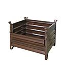 Eichinger-Industrie Vollwand-Stapelpalette, bis 2000 kg, 4 Seitenwände, Kranösen, B 1200 x T 800 x H 750 mm, Stahl, schokoladenbraun RAL 8017