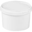 Eimer, mit Deckel & Griffen, 0,5 l, Ø 117,5 x H 81,5 mm, ISO-Norm, lebensmittelecht, temperaturbeständig, stapel- & nestbar, PP, weiß, 10 Stück