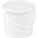 Eimer, mit Deckel & Griffen, 20 l, ISO-Norm, Ø 326 x H 320 mm, lebensmittelecht, temperaturbeständig, stapel- & nestbar, PP, weiß, 5 Stück