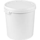 Eimer, mit Deckel & Griffen, 25 l, Ø 326 x H 401 mm, ISO-Norm, lebensmittelecht, temperaturbeständig, stapel- & nestbar, PP, weiß, 5 Stück