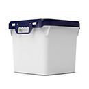 Eimer, quadratisch, Volumen 32 l, mit UN-Zertifizierung, lebensmittelecht, stapelbar, mit Deckel, Ø 380 x H 338 mm, HDPE, blau