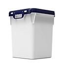 Eimer, quadratisch, Volumen 46 l, mit UN-Zertifizierung, lebensmittelecht, stapelbar, mit Deckel, Ø 380 x H 475 mm, HDPE, blau