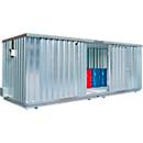 Einzel-Container Säbu SAFE TANK 1900, WGK 1-3, Volumen 2 x 1030 l, mit Auffangwanne & Gitterrost, B 5680 x T 2170 x H 2300 mm, silber