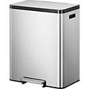 EKO EcoCasa pedaalemmer, geborsteld roestvrij staal, vingerafdrukbestendig, 36 + 24 liter, deksel met soft-close, B 526 x D 373 x H 660 mm, zilver