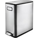 EKO Ecofly II pedaalemmer, 20 liter, roestvrij staal, vingerafdrukbestendig, geluidloos deksel, B 250 x D 375 x H 465 mm, zilver/zwart