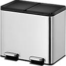 EKO Poubelle à pédale Essential Recycler, 2 x 10 litres, inox, anti-traces de doigts, fonction stay-open, L 403 x P 332 x H 369 mm, argent/noir
