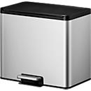 EKO Poubelle à pédale Essential Recycler, 2 x 15 litres, inox, anti-traces de doigts, fonction stay-open, L 462 x P 338 x H 411 mm, argent/noir