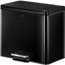 EKO Poubelle à pédale Essential Recycler, 2 x 15 litres, inox, anti-traces de doigts, fonction stay-open, L 462 x P 338 x H 411 mm, noir
