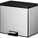 EKO Poubelle à pédale Essential Recycler, 20 + 9 litres, inox, anti-traces de doigts, fonction stay-open, L 462 x P 338 x H 411 mm, argent/noir
