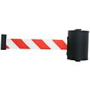 Enrouleur de sangle mural, fixation par vis, 10 m de long, pivotant, rouge/blanc