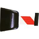 Enrouleur de sangle mural, fixation par vis, 5 m, sangle rouge/blanche
