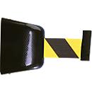 Enrouleur de sangle mural, fixation par vis, 8 m, sangle noire/jaune