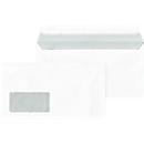 Enveloppes blanches, 110 x 220 mm (DL), 80 g/m², avec fenêtre, fermeture triangulaire, bande adhésive, 1000 pièces