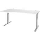 ERGO-T 2.0 desk, free-form, left attachment, T-foot, W 1800 x D 1000/800 x H 675-895 mm, light grey/white aluminium