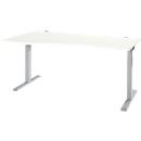 ERGO-T 2.0 desk, free-form, left attachment, T-foot, W 1800 x D 1000/800 x H 675-895 mm, white/white aluminium
