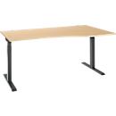 ERGO-T 2.0 desk, free-form, right attachment, T-foot, W 1800 x D 1000/800 x H 675-895 mm, maple/anthracite