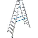 Escabeau double en alu sur roulettes, 2 x 10 marches