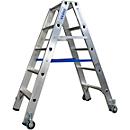 Escabeau double en alu sur roulettes, 2 x 5 marches