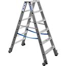 Escabeau double en alu sur roulettes, 2 x 6 marches