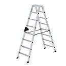 Escabeau Munk aluminium à marches, montants en tube rectangulaire, guidage conique des montants, sabots d'échelle nivello®, zone de préhension ergo-pad®, jusqu'à 150 kg, 16 marches