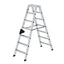 Escabeau Munk aluminium à marches, montants en tube rectangulaire, guidage conique des montants, sabots d'échelle nivello®, zone de préhension ergo-pad®, jusqu'à 150 kg, 2x7 marches