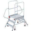 Escalera de plataforma de aluminio con ruedas, bilateral, 3 escalones