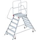 Escalera de plataforma de aluminio con ruedas, bilateral, 6 escalones