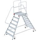 Escalera de plataforma de aluminio con ruedas, bilateral, 7 escalones