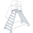 Escalera de plataforma de aluminio con ruedas, bilateral, 8 escalones