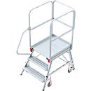 Escalera de plataforma de aluminio con ruedas, unilateral, 3 escalones