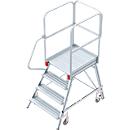 Escalera de plataforma de aluminio con ruedas, unilateral, 4 escalones