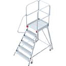 Escalera de plataforma de aluminio con ruedas, unilateral, 6 escalones